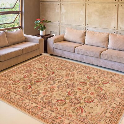 Dorn Oriental Handmade Hand-Knotted Rectangle 9'5"" x 12'10"" Wool in Tan -  Isabelline, 5DD6316F970045618BDDCDD0C003B030