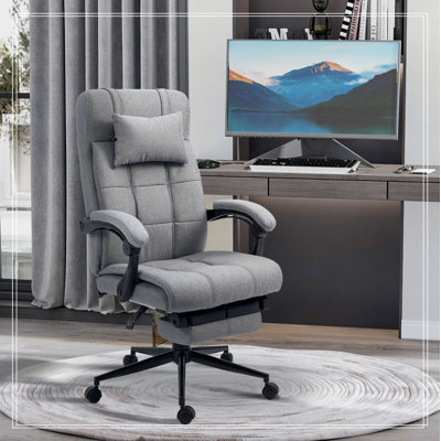 Fauteuil de bureau pivotant à dossier haut avec repose-pieds rembourré à hauteur réglable