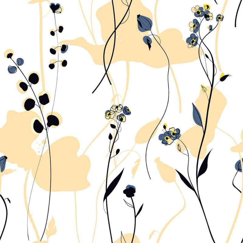 Rouleau de papier peint adhésif Aelwen, Blanc / noir / crème, L 126 po x l 24 po