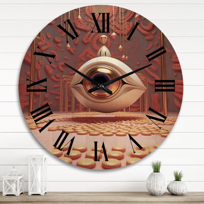 Horloge murale en bois surdimensionnée rétro Eye