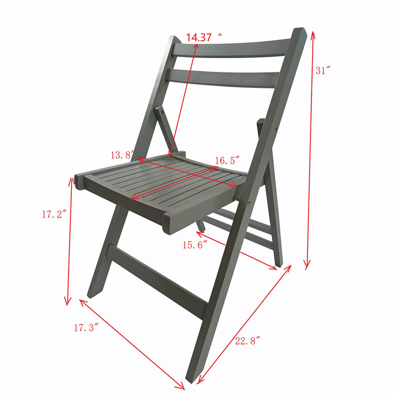 Chaise de patio pliante en peuplier, gris