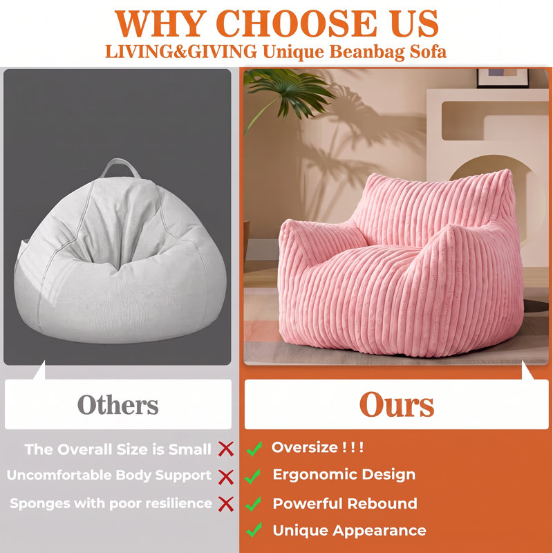 Grand fauteuil à billes moderne en fausse fourrure à compression, canapé paresseux spacieux pour la maison, Rose