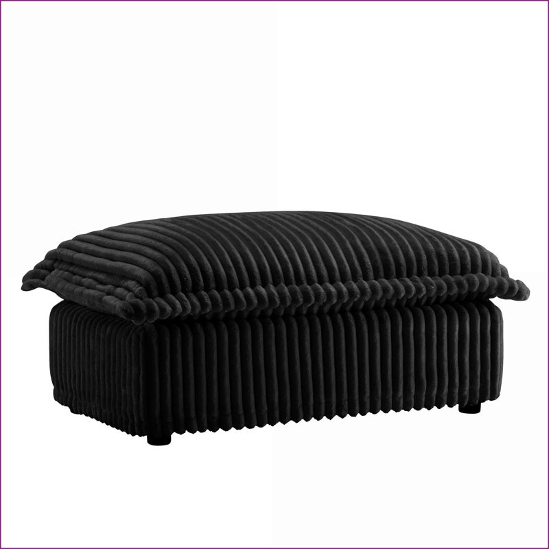 Modern Corduroy Sofa with Removable Covers - Black for Living Room | Black | Wood, Black