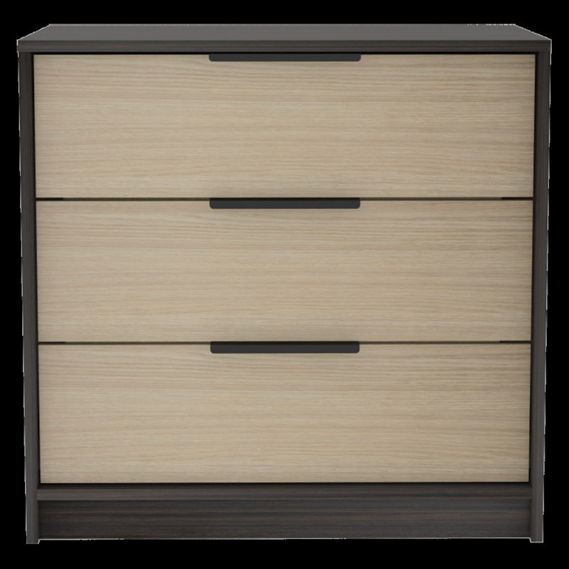 Commode 3 tiroirs l 27,6 po, Black/Light Oak