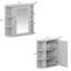 Armoire de rangement murale de salle de bain avec miroir, armoire à pharmacie avec tablette en bois réglable et portes, armoires de rangement montées avec 6 tablettes ouvertes, gris-1809210126