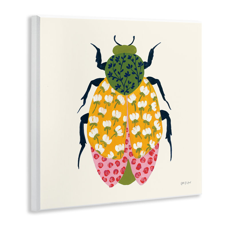  "Mixed Blooms Beetle", art mural sur bois par Yvette St. Amant