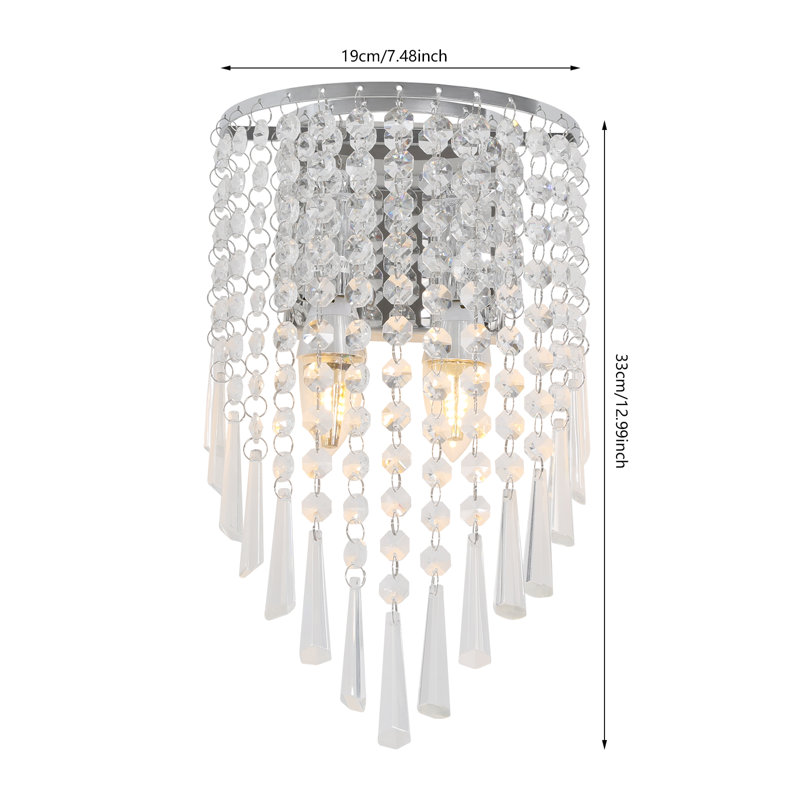 Lampe murale en cristal 2 lumières, Silver