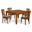 L'ensemble de table de salle à manger 5 pièces pour 4 personnes comprend une table carrée avec rallonge papillon et 4 chaises de salle à manger en tissu de lin, 54 x 54 pouces, brun selle-538085464-538085465-538085469