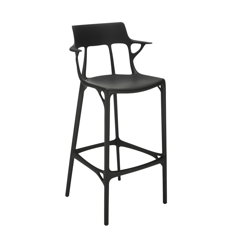 A.I. Tabouret recyclé, Noir, Barre