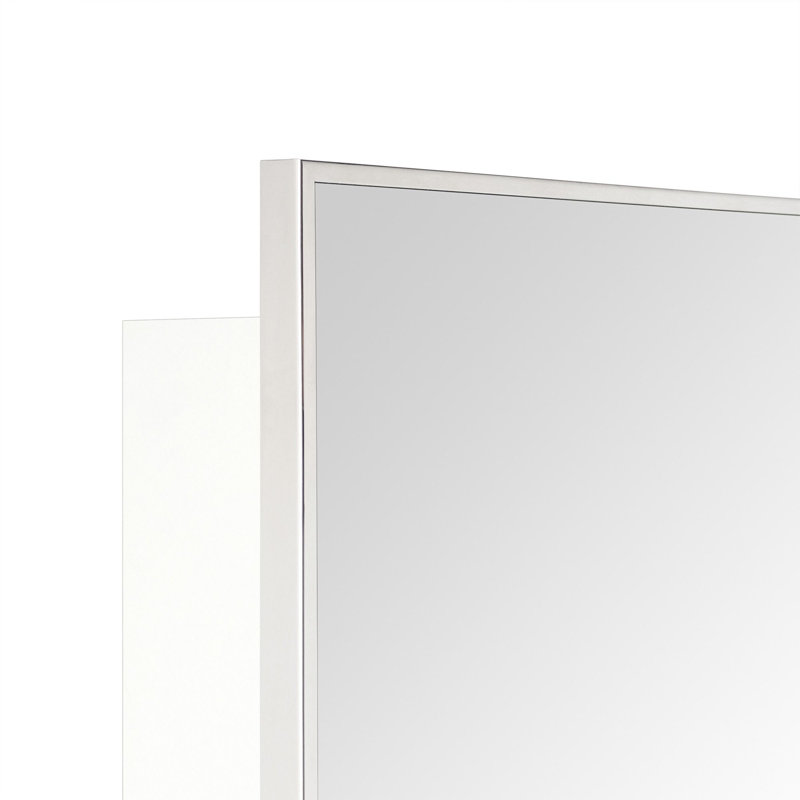 Velin 16.5'' x 24'' Polished Nickel Recessed and Surface Mount Bathroom Medicine Cabinet with Mirror Matt Black Square Cornered Metal Framed Rounded Rectangle Medicine Cabinet Mirror