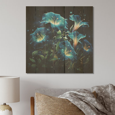 Starry Night Morning Glory Flower III - Morning Glory sur impression sur bois