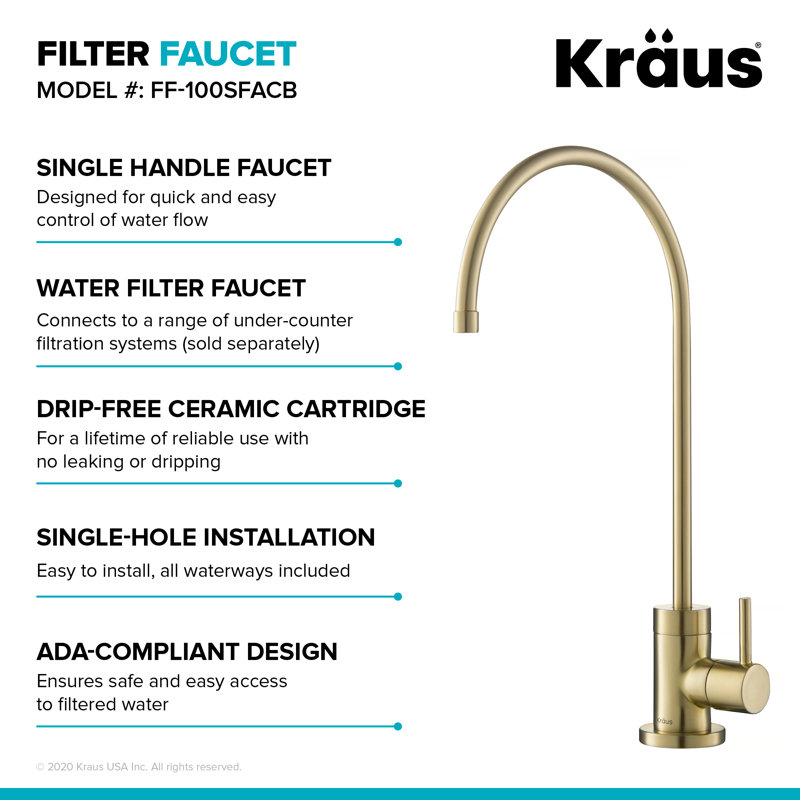Purita 100% Lead-Free Kitchen Water Filter Faucet, Antique Champagne Bronze