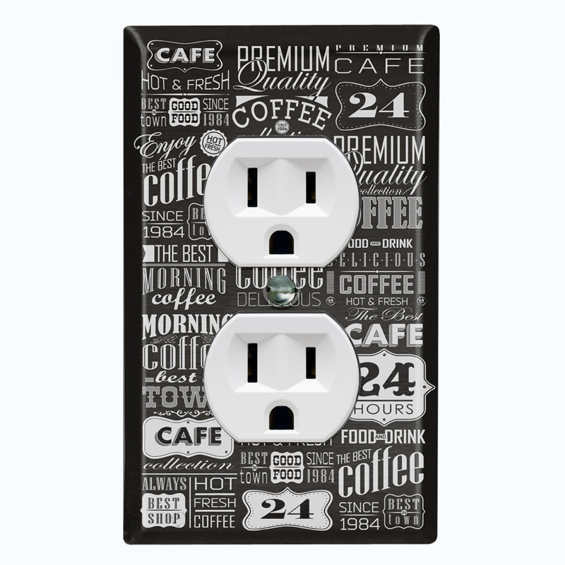 Plaque murale pour prise de courant à 1 bande Coffee Diner