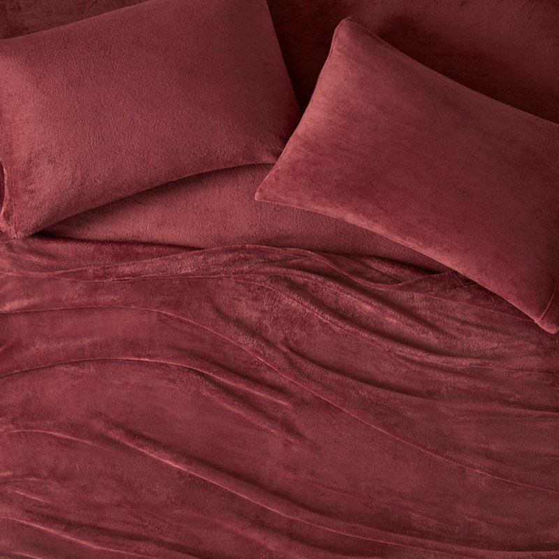 Ensemble de draps 3 pièces, Bourgogne, Ensemble de draps pour lit simple avec 1 taie d'or