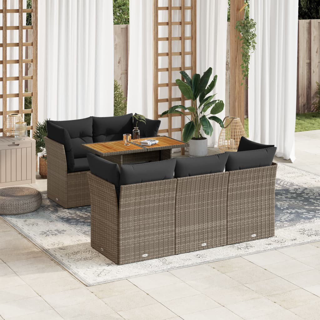 6-Tlg. Garten-Sofagarnitur Mit Kissen Poly Rattan