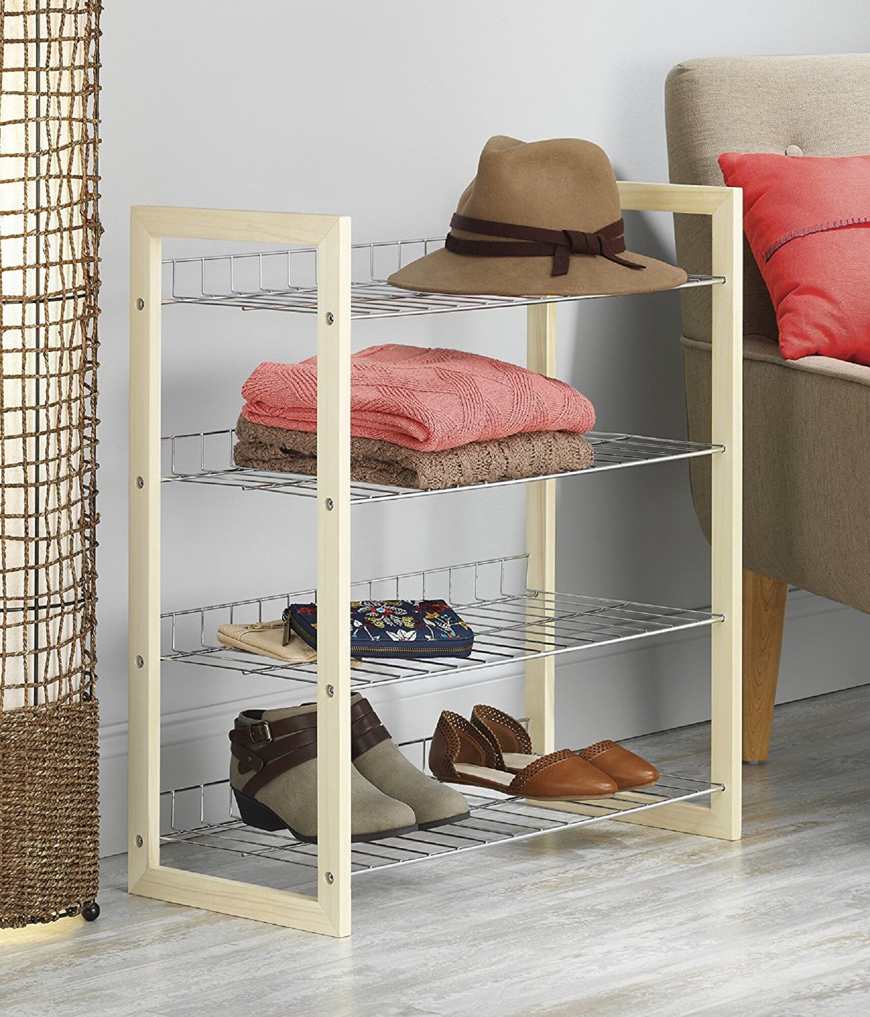 Dotted Line™ Alana 4-Tier 12 Pair Stackable Shoe Rack & Reviews | Wayfair