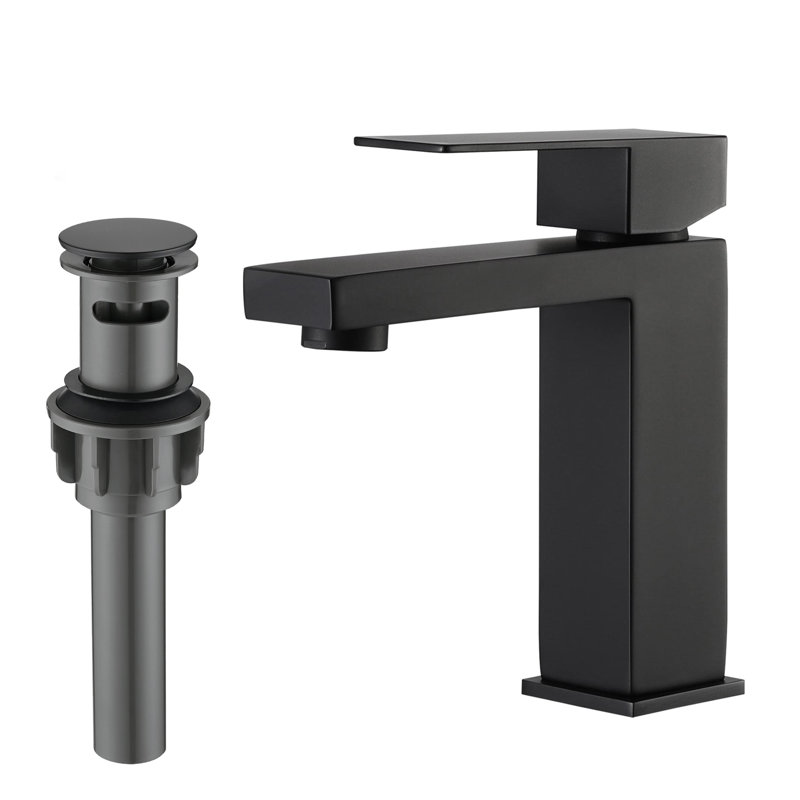 Single-Hole Single-handle Bathroom Faucet with Drain Assembly, Matte Black