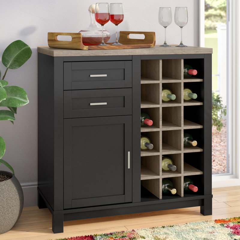 Aaron 91cm Bar Cabinet, Black