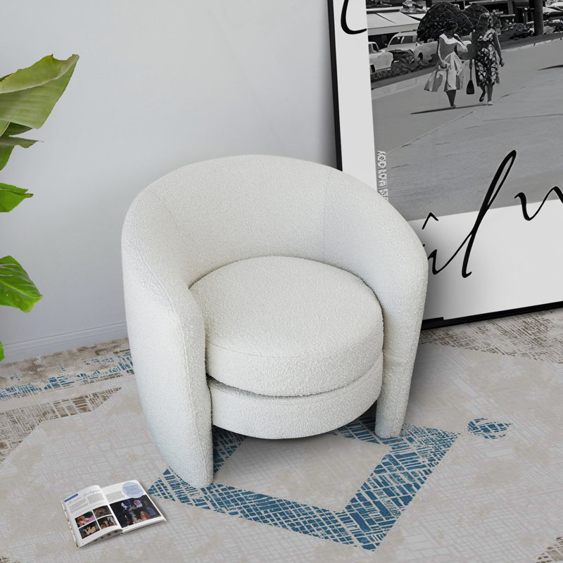 White Boucle Lounge Chair
