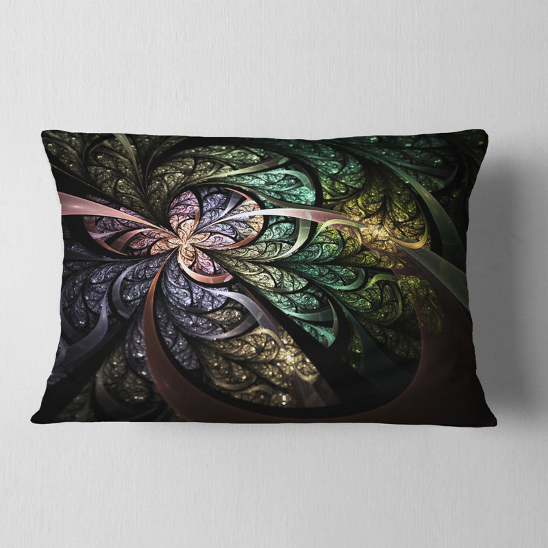 Art numérique avec motif floral brun et fractal