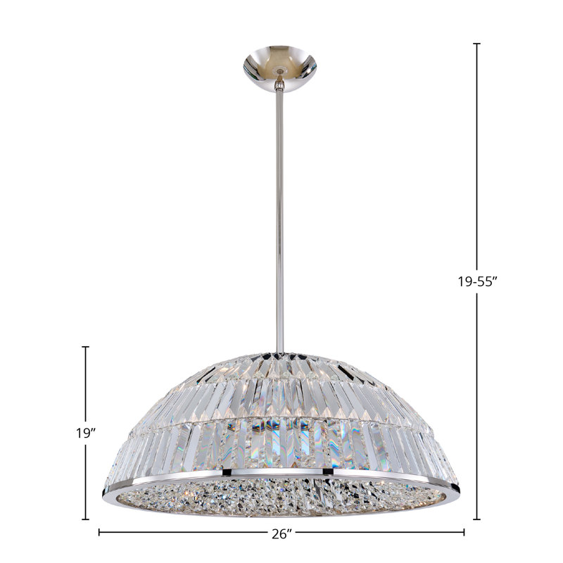 Doma 1 LT Polished Nickel/Clear Chandelier Allegri, 26", 1800 Lumens, 24 W