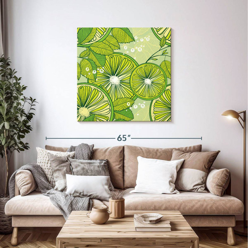 Yarlin Lime And Mint Pattern, 39" H x 39" W
