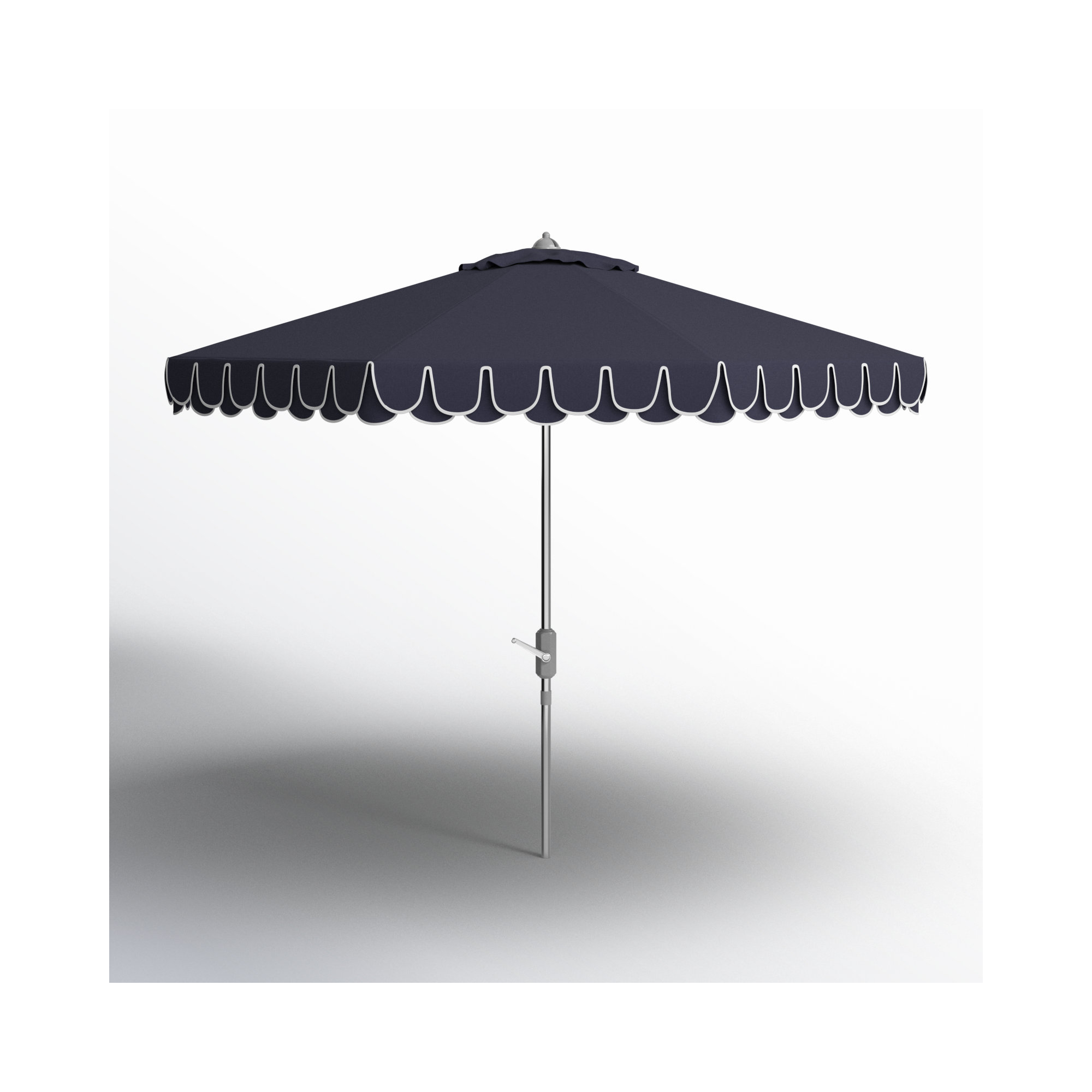 Iago Outdoor Umbrella, Chrome, Navy/White