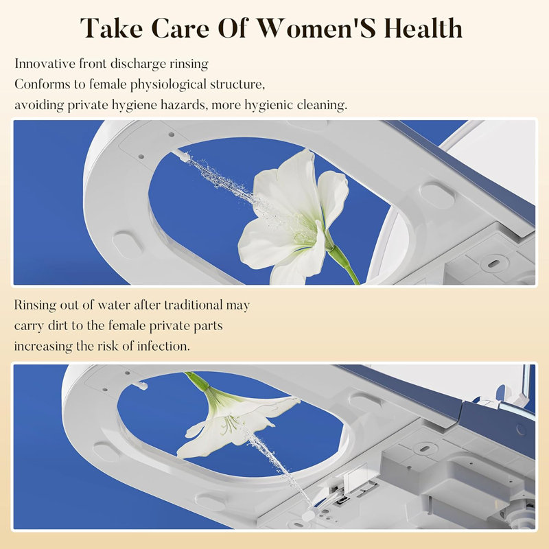 Smart Toilet With Bidet Built In, Heated Seat,Female Cleaning, Warm Water & Dry Function, Modern Tankless Toilets, ADA Comfort Height Toilet, LED Display, Foot Sensor, 1.28GPF, 1000G MAP Flush