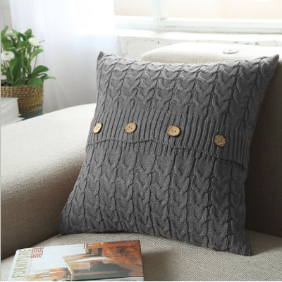 (Cover With Insert) Set of 1 Prominent Cable Knit Pillow