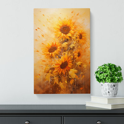 Sunflower Action Painting No.3 - Wrapped Canvas