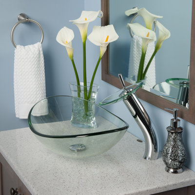 Novatto 14.5'' Glass Oval Bathroom Sink with Faucet