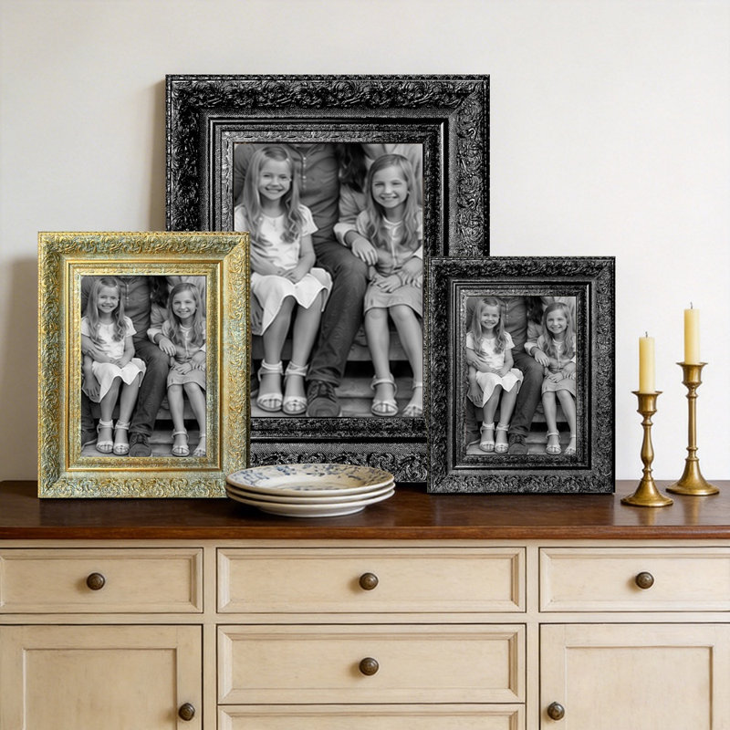 Cadre photo noir 1pc 11 "x 14" avec profil décoratif, Noir, 1, L 11 po x H 14 po