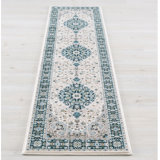 Tapis de couloir médaillon vert ivoire de haute qualité 2 pi x 7 pi