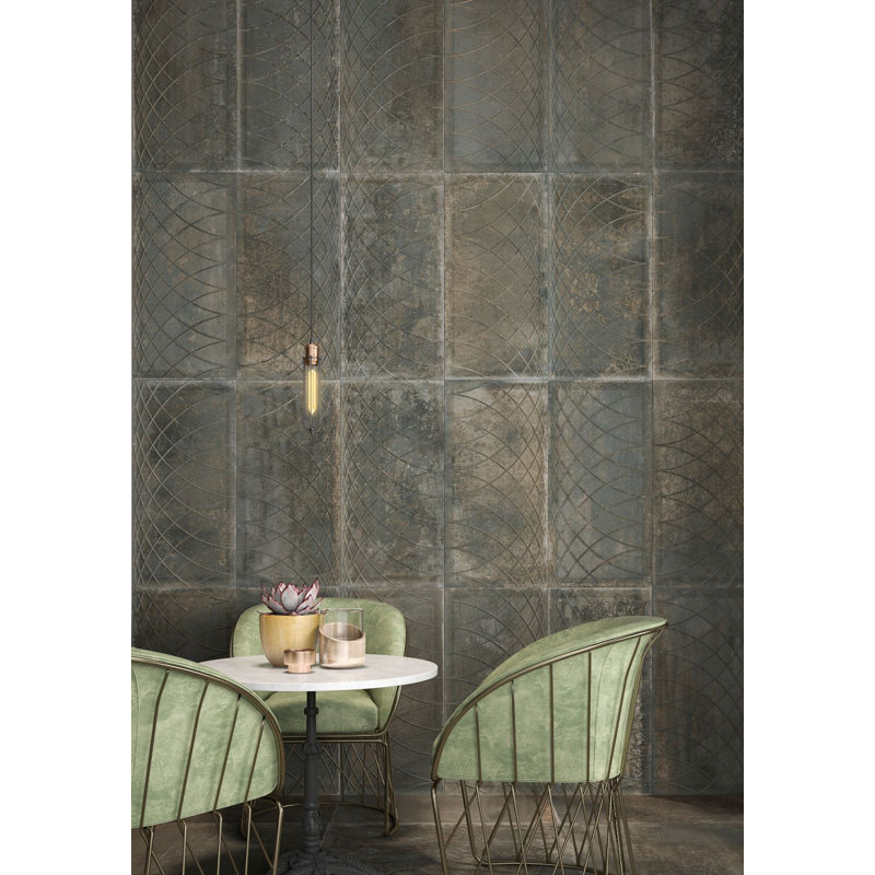 17.72" x 35.44" Porcelain Stone Look Wall & Floor Tile, White/Gray