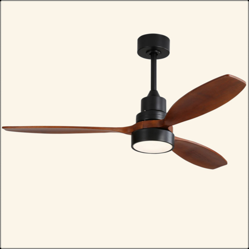 Ventilateur de plafond d'intérieur à profil bas de 52 pouces à DEL avec lumière et télécommande pour salon de patio