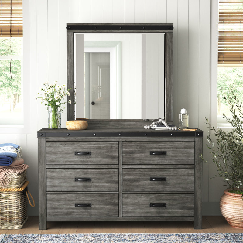 Commode double 6 tiroirs avec miroir Serena