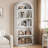 Bookcase 5 Shelf Arched Bookshelf 71.65in Tall Bookcase Farmhouse Display Storage Rack Wooden Bookshelves for Home Office, Living Room-2020206671