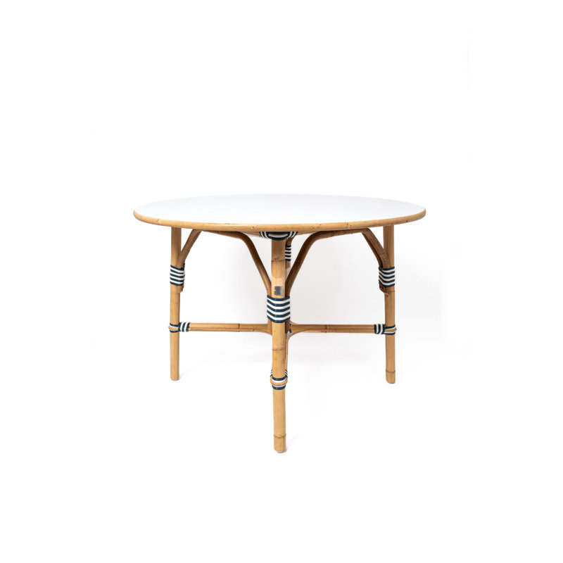 Table de bistro Kids Rattan, Blanc / Bleu