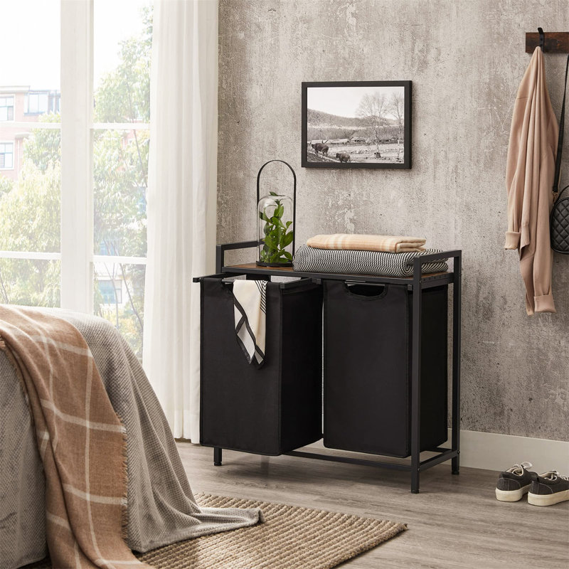 Laundry Sorter with Handles, Rustic Brown/Black