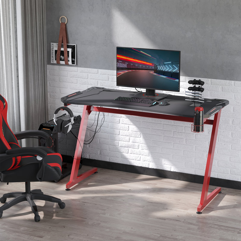 Klara Computer Desk, 96cm H x 142cm W x 66cm D, Red