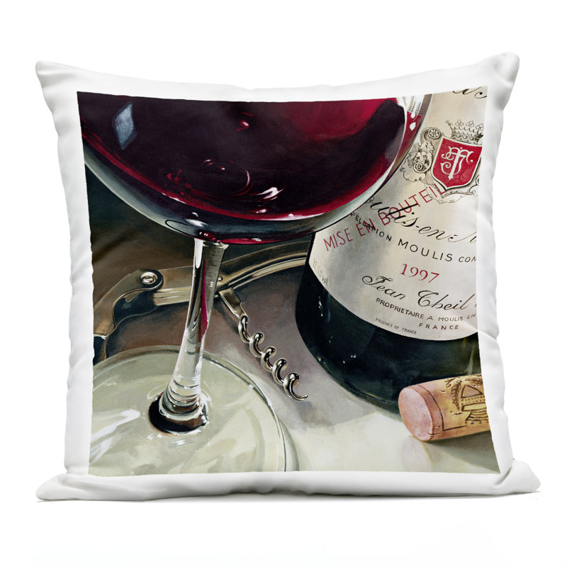 Coussin d'extérieur imprimé Red Wine & Corkscrew, par Stefano Ferreri