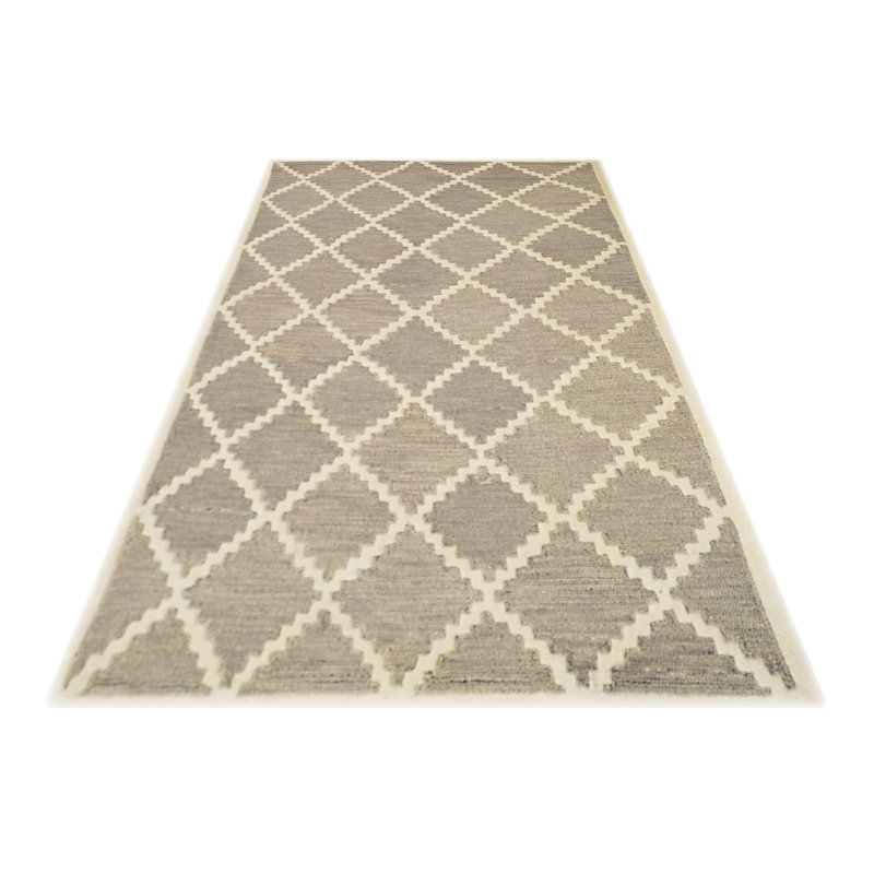 Romantic Geometric Wool Hand Woven Area Rug, Rectangle 122 x 183cm