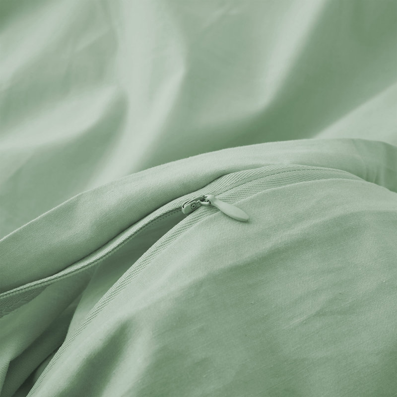 Cotton Duvet Cover Set, Green, Twin Duvet Cover + 1 Pillowcase
