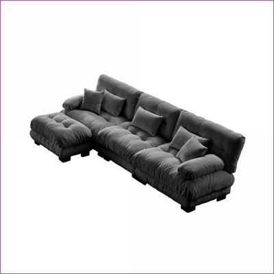 Sectional Sofas for Living Room, Modular L-Shaped Cloud Couch with Convertible Ottoman | Chenille | Slate Gray