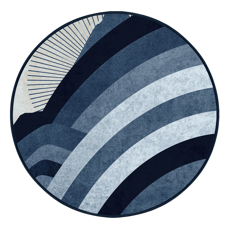 Tapis gris moelleux moelleux Art Deco, Rond 4 pi