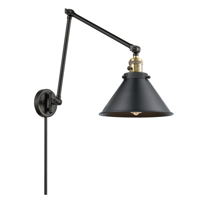 Lampe à bras pivotant à 1 lumière à intensité variable Paylor, Ampoule DEL rétro de 3,5 watts, Noir mat, Noir mat