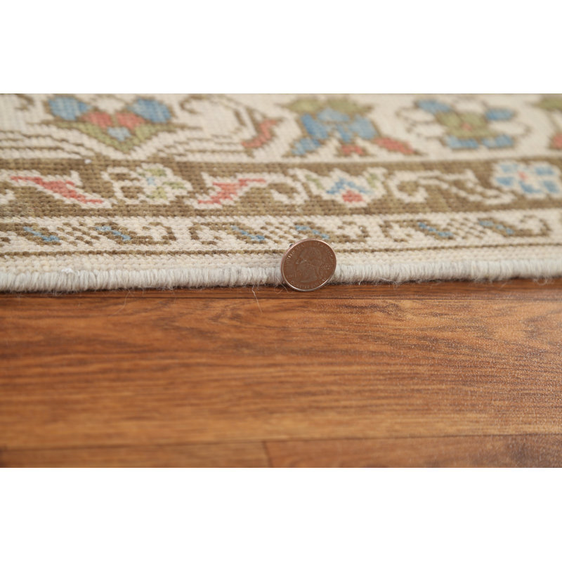 Tapis turc géométrique Oushak noué à la main 5 x 7