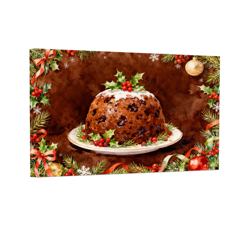 Pudding de Noël avec houx et baies, H 12 po x l 18 po