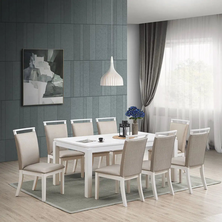 Modern Dining Set with a Rectangular Table and 8 Chairs