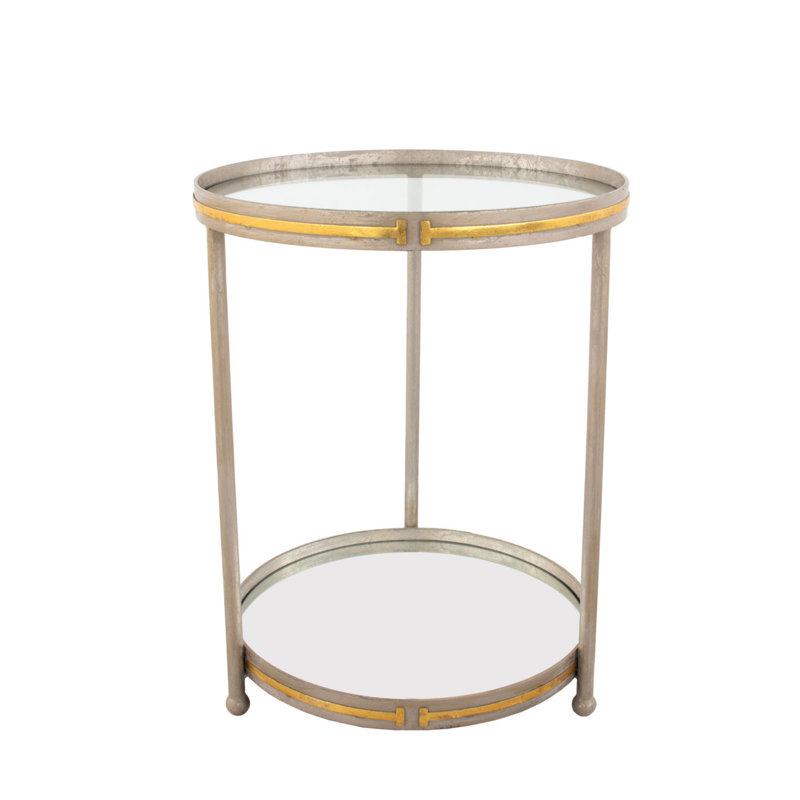Tiffany End Table, Distressed Champagne/Gold Leaf